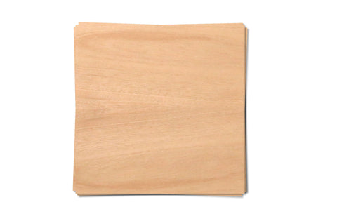 Mahogany Wood Veneer, 12x12", Unfinished, 4 Pack