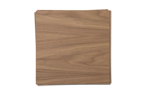 Walnut Wood Veneer, 12x12", Unfinished, 4 Pack