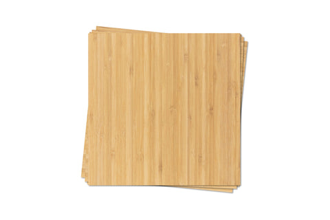 Bamboo Wood Veneer, 12x12", Unfinished, 4 Pack