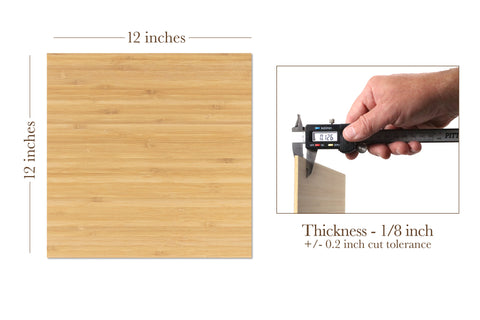 Bamboo, 1/8th inch, MDF Core, 4 Pack, 12x12"