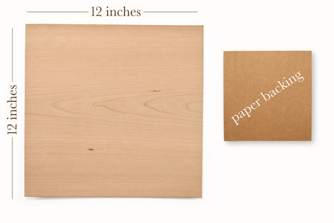 Cherry Wood Veneer, 12x12", Unfinished, 4 Pack