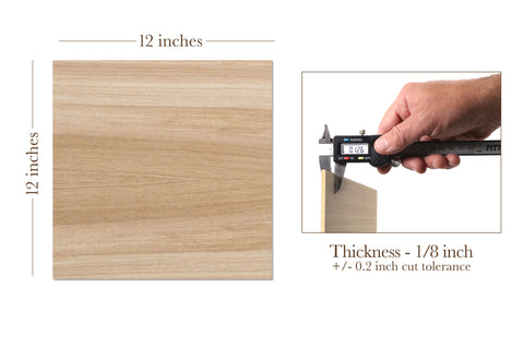 Clear Hickory, 1/8th inch, MDF Core, 4 Pack, 12x12"