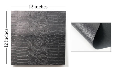 Jet Black Crocodile Faux Leather, Laser Safe, 12x12"