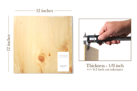 Natural Ply - Pine, Knotty, 1/8", 12x12", Finished