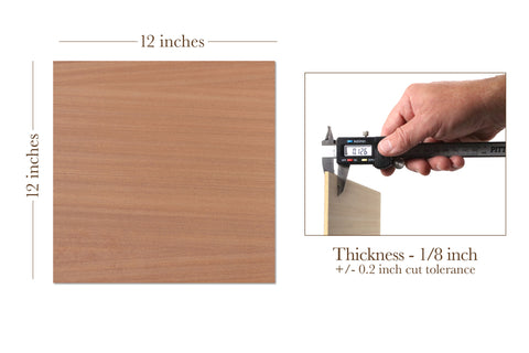 Sapele, 1/8th inch, MDF Core, 4 Pack, 12x12"