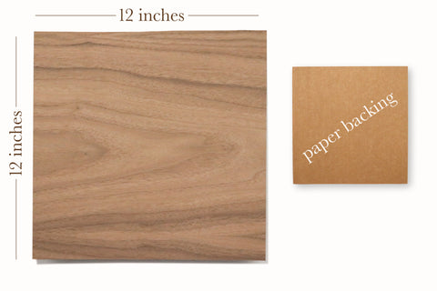 Walnut Wood Veneer, 12x12", Unfinished, 4 Pack