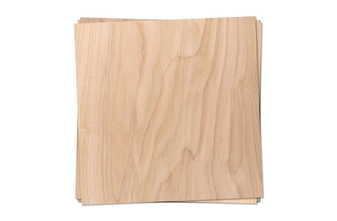 Birch Wood Veneer, 12x12", Unfinished, 4 Pack