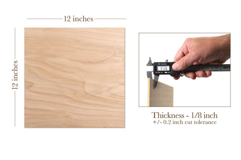 White Birch, 1/8th inch, MDF Core, 4 Pack, 12x12"